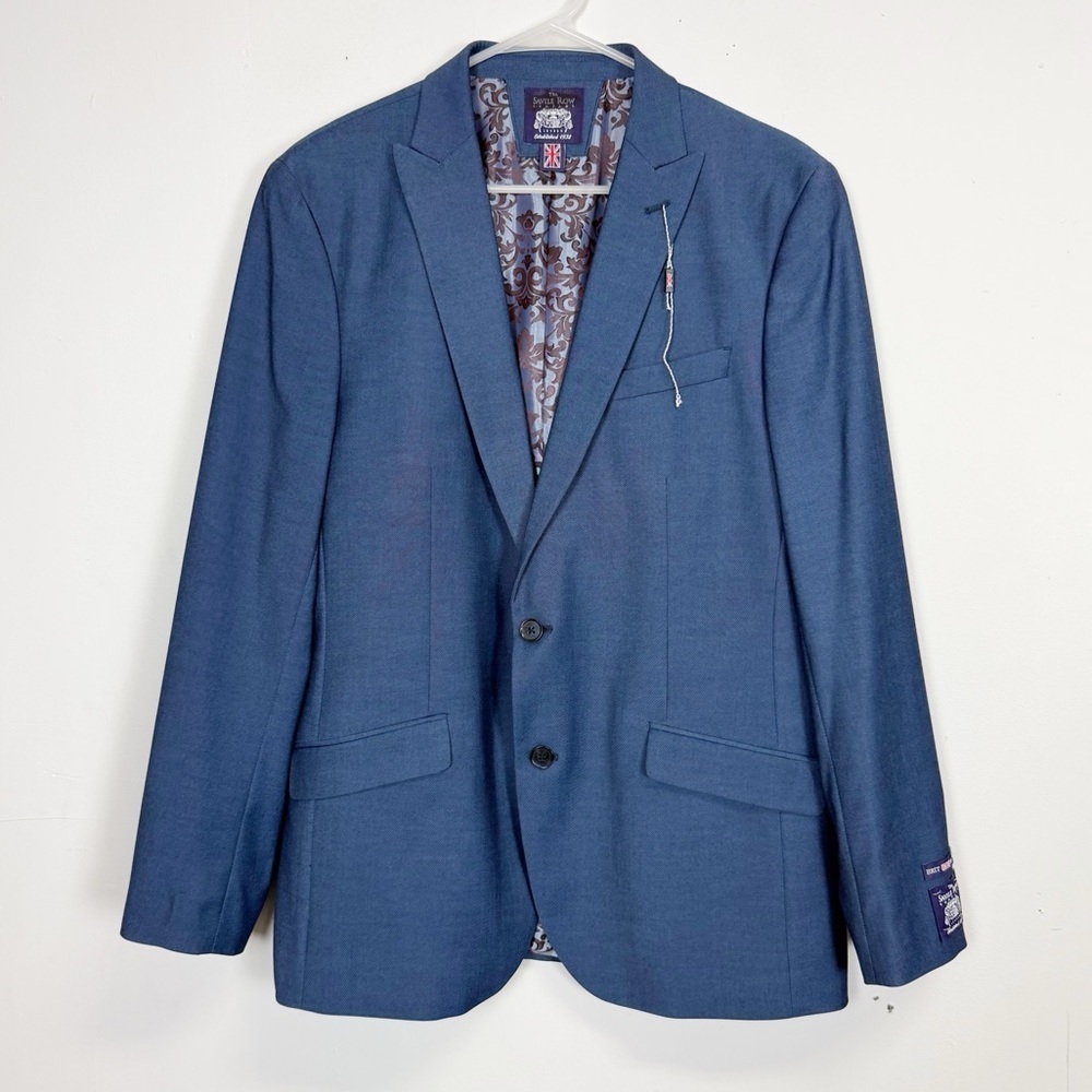 NEW The Saville Row London Brixton Sport Coat Mens 42 L Blue Blazer Jacket NWOT